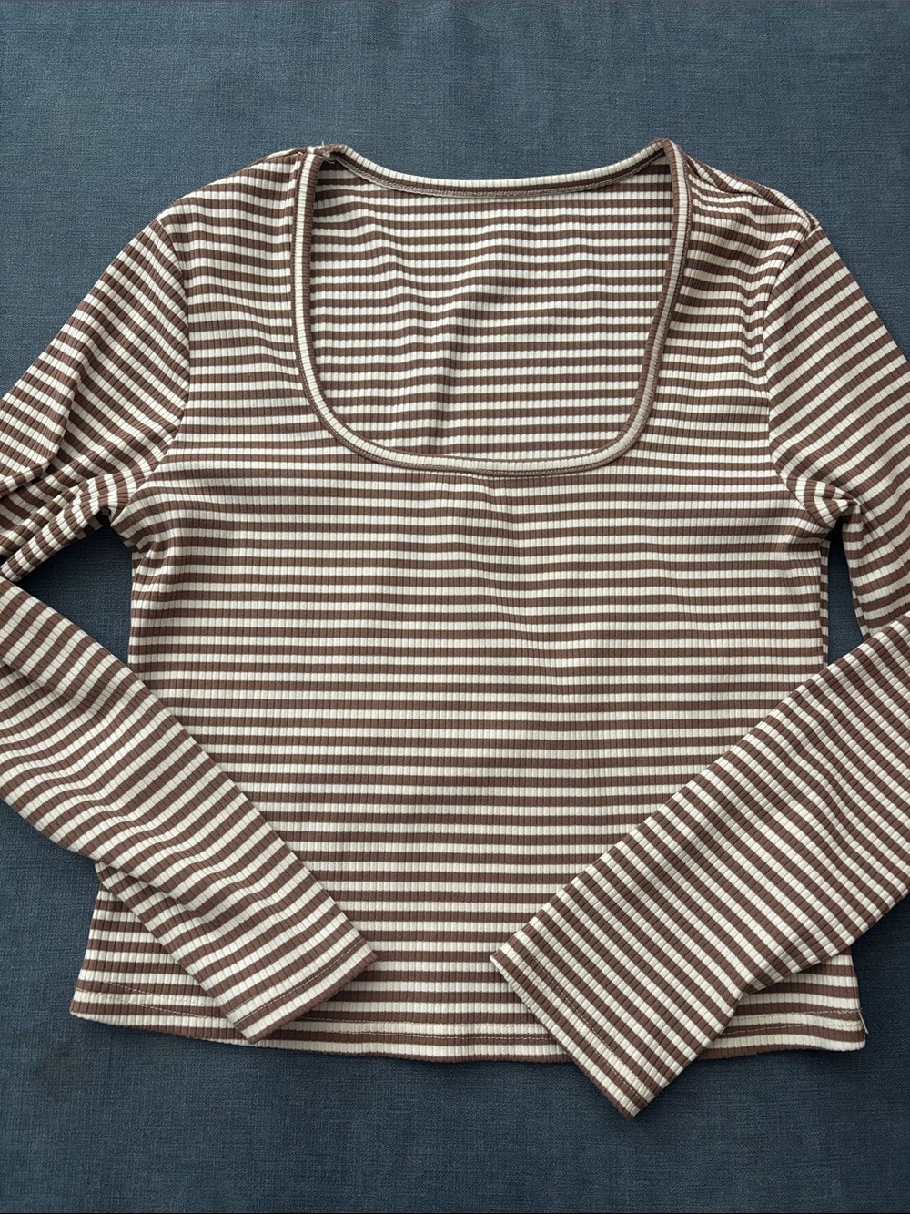 Striped Two-Piece Lounge Set in Brown and Cream - Picture 3 of 4